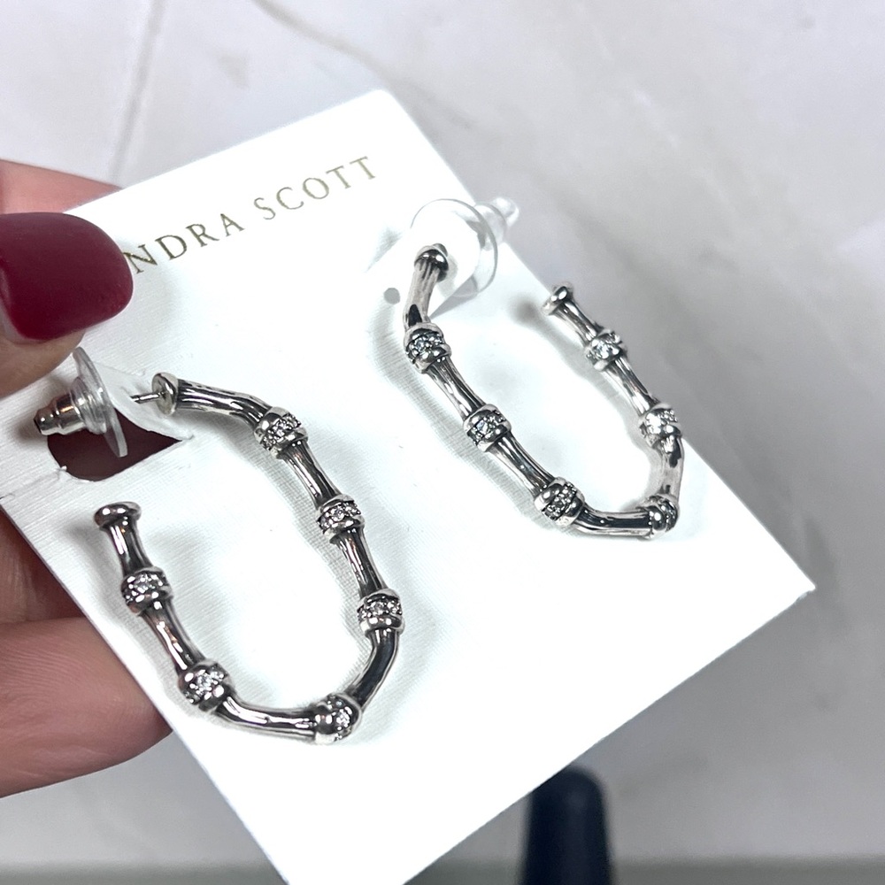 Kendra Scott Silver Bamboo-Inspired Earrings